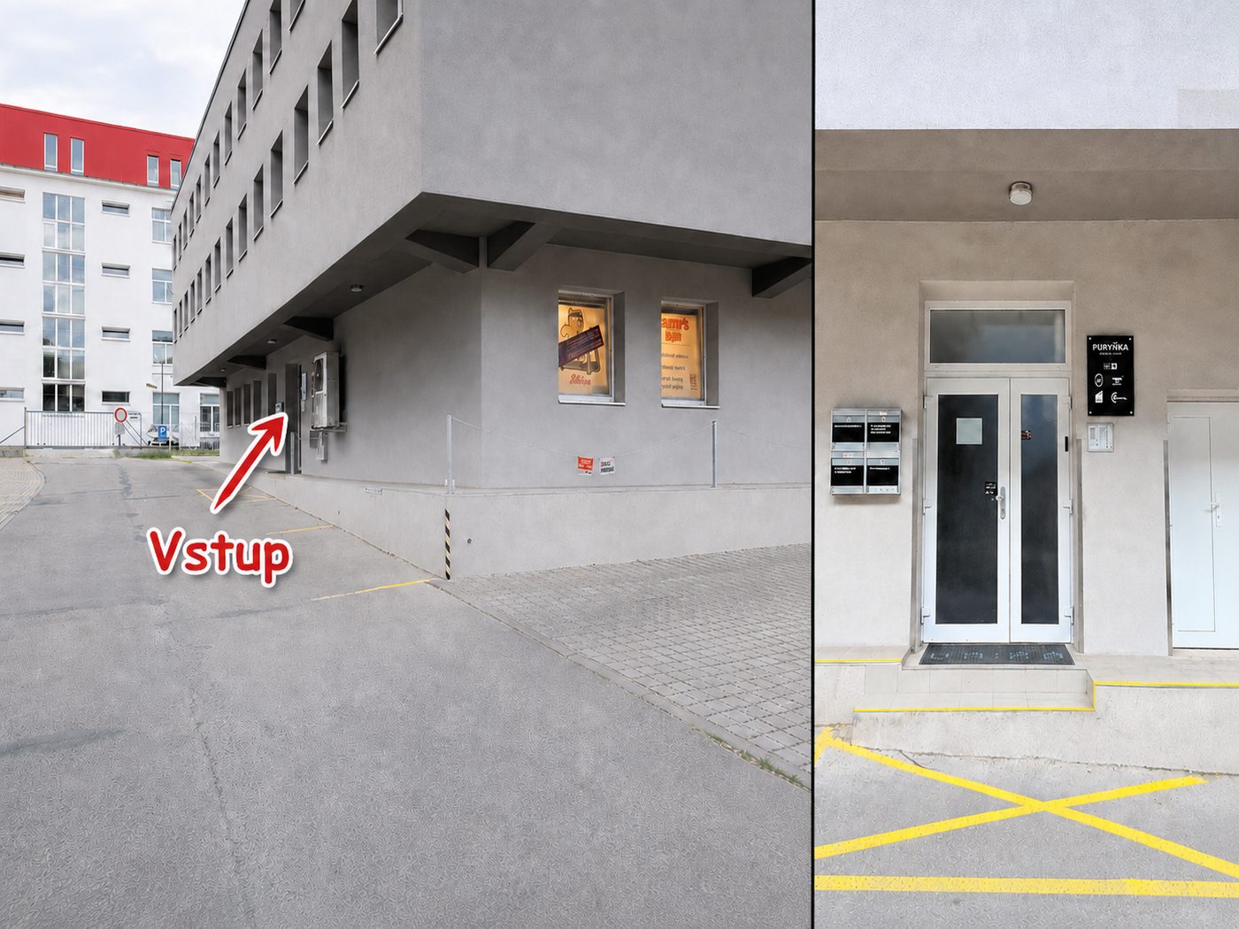 Vstup do soukromé samoobslužné posilovny Gami's Gym Brno–Královo Pole